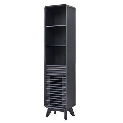 OKD 68" Tall Bathroom Storage Cabinet, Mid-Century Linen Tower with Drawer, Adjustable Shelf, Slatted Hinged Door