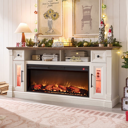 OKD Farmhouse Fireplace TV Stand with 42" Electric Fireplace