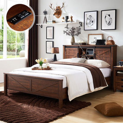 OKD Industrial Farmhouse Full/King/Queen Size Bed Frame