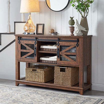 OKD Farmhouse Entryway Table with Sliding Barn Doors