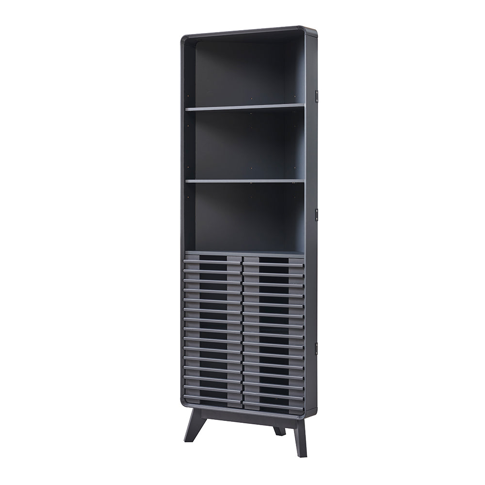 OKD Modern Corner Bathroom Cabinet 68" Tall - Adjustable Shelves Storage Organizer with Slatted Door