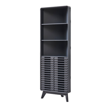 OKD Modern Corner Bathroom Cabinet 68" Tall - Adjustable Shelves Storage Organizer with Slatted Door