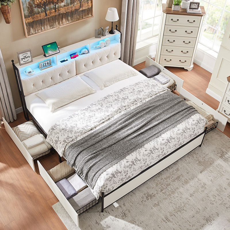 OKD Full Queen King Size Bed Frame with 4 Drawers