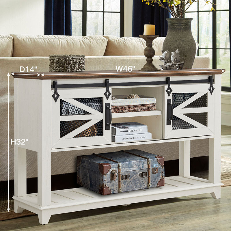 OKD Farmhouse Entryway Table with Sliding Barn Doors