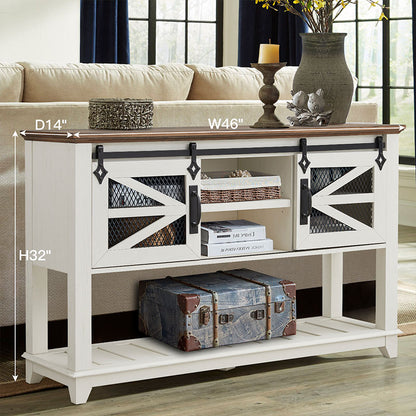 OKD Farmhouse Entryway Table with Sliding Barn Doors