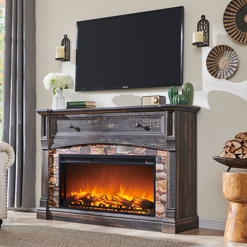 OKD 52" Farmhouse Electric Fireplace TV Stand with Mantel