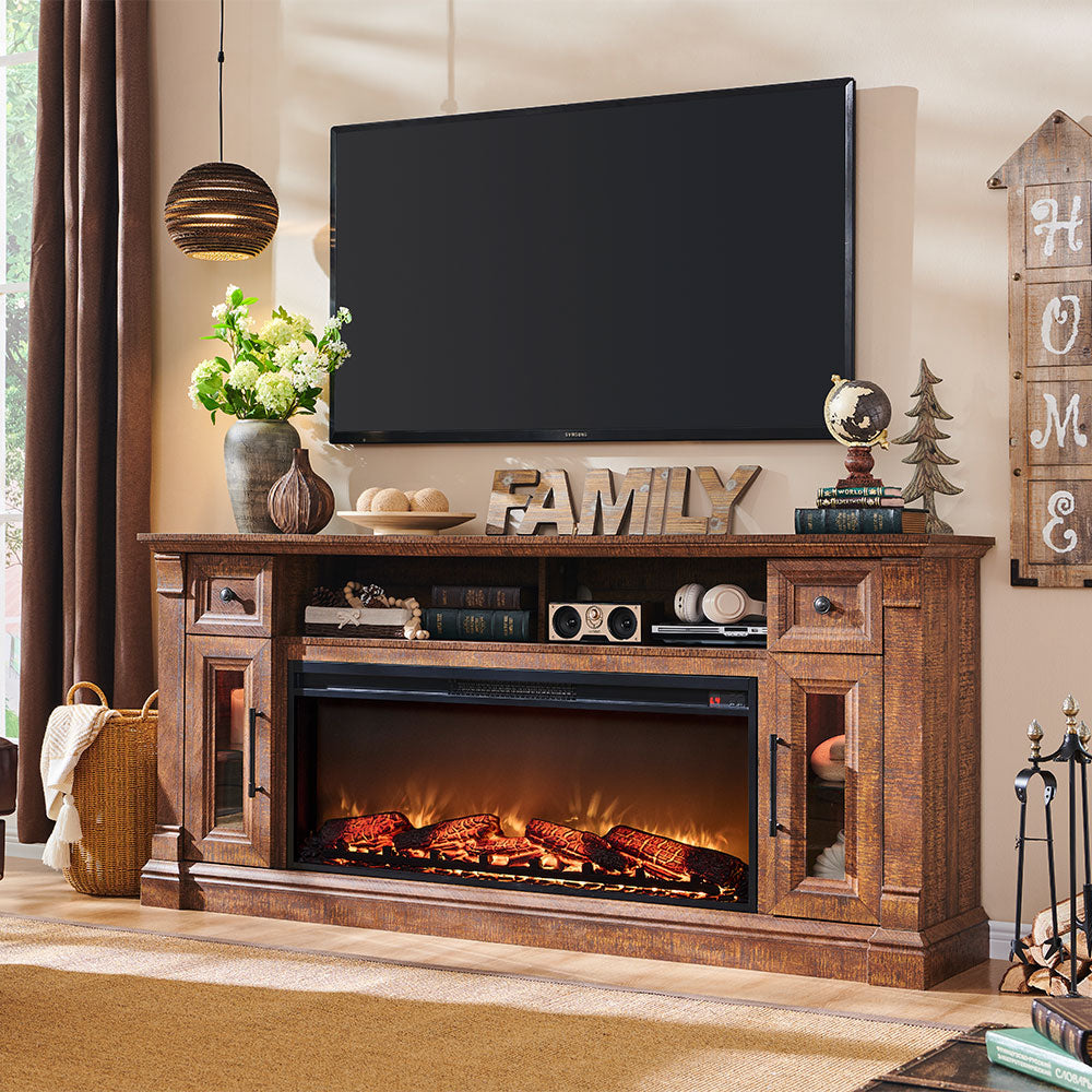 OKD Farmhouse Fireplace TV Stand with 42" Electric Fireplace