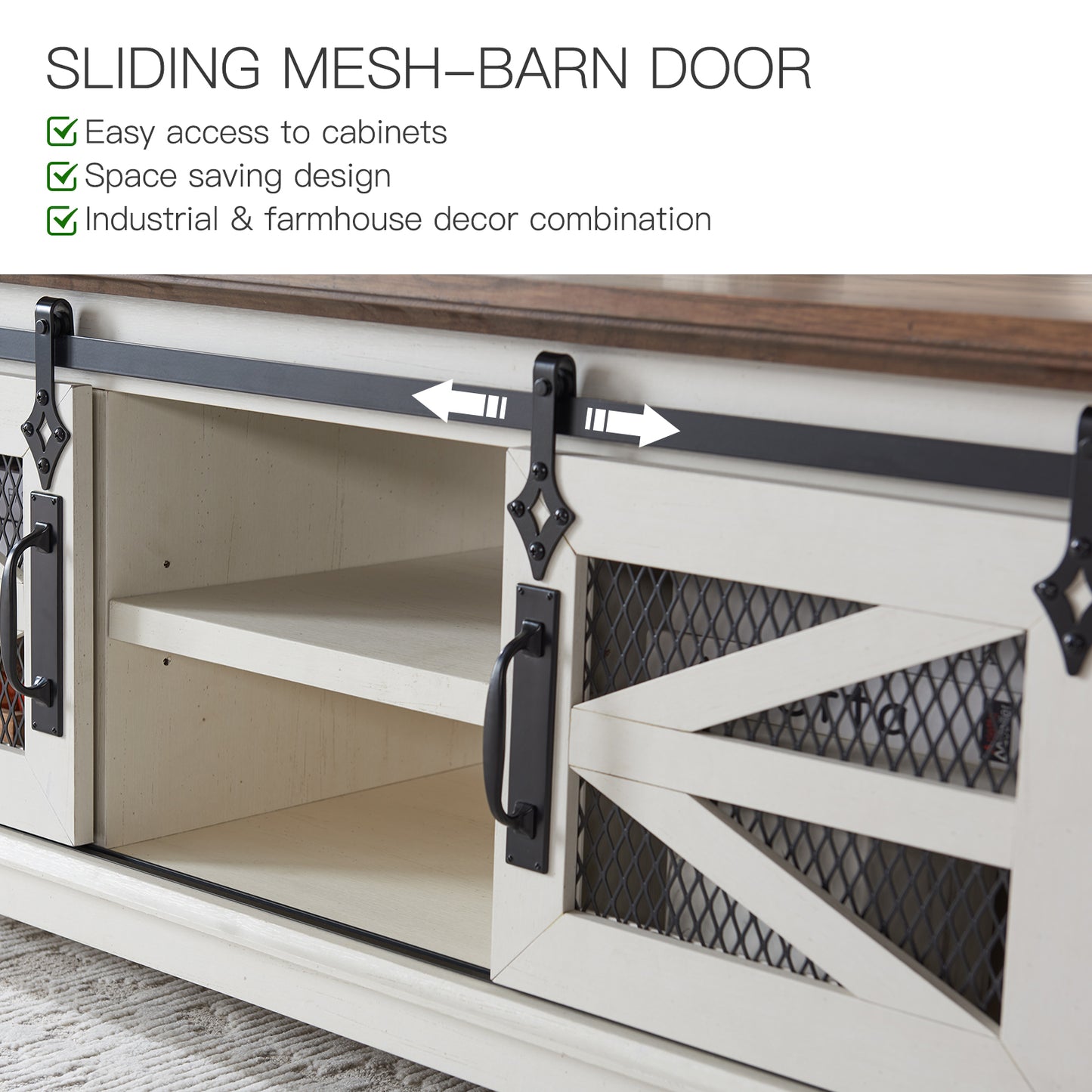 OKD Farmhouse Coffee Table with Sliding Barn Doors