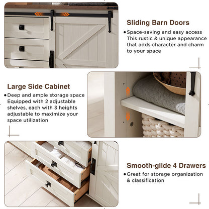 OKD Farmhouse Sideboard Buffet Cabinet, 60 inch Kitchen Cabinet Sliding Barn Doors