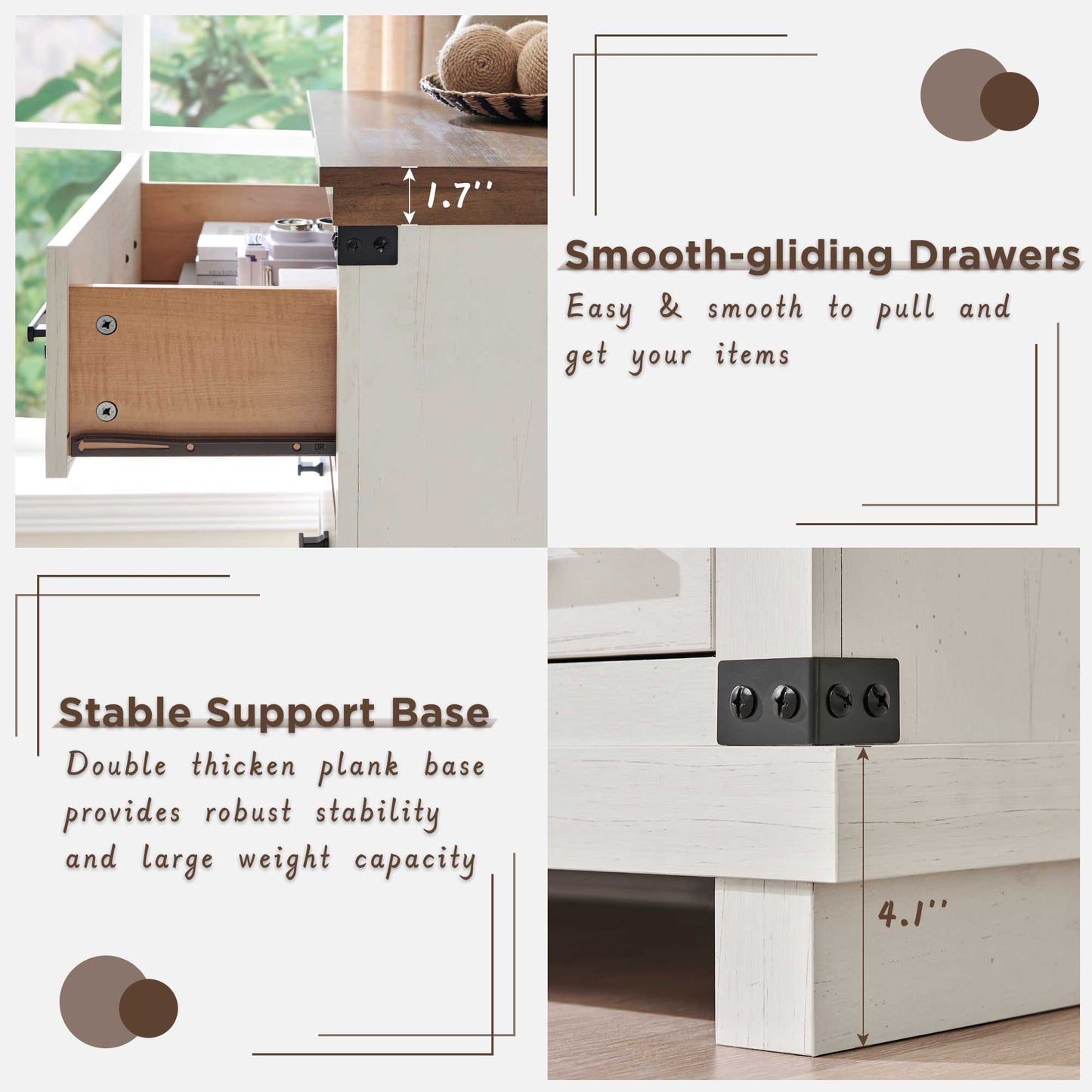OKD Farmhouse 5 Drawers Chest for Bedroom, Wood Tall Chest of Drawers