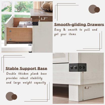 OKD Farmhouse 5 Drawers Chest for Bedroom, Wood Tall Chest of Drawers