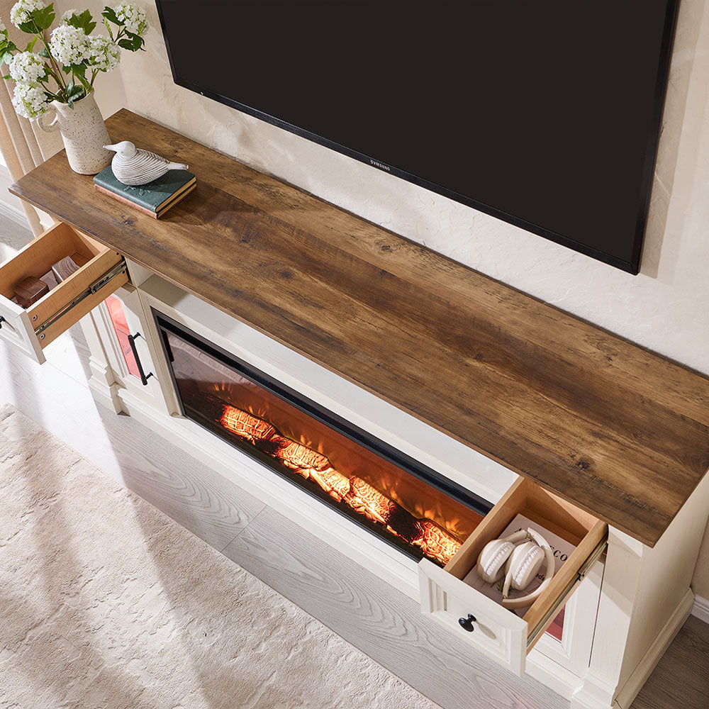 OKD Farmhouse Fireplace TV Stand with 42" Electric Fireplace