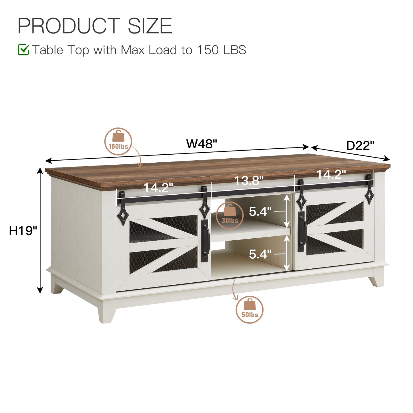 OKD Farmhouse Coffee Table with Sliding Barn Doors