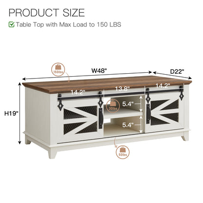 OKD Farmhouse Coffee Table with Sliding Barn Doors