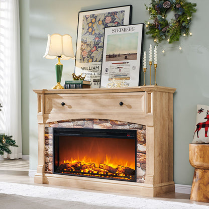 OKD 52" Farmhouse Electric Fireplace TV Stand with Mantel
