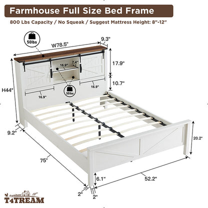 OKD Industrial Farmhouse Full/King/Queen Size Bed Frame