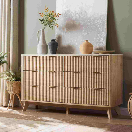 OKD 6 Drawers Dresser, Modern Chest of Drawers Wood Drawer Organizer for Bedroom