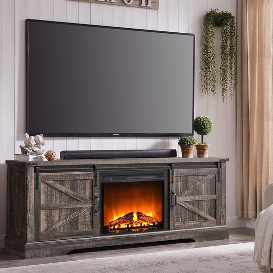 OKD Farmhouse Fireplace TV Stand for TVs up to 75"