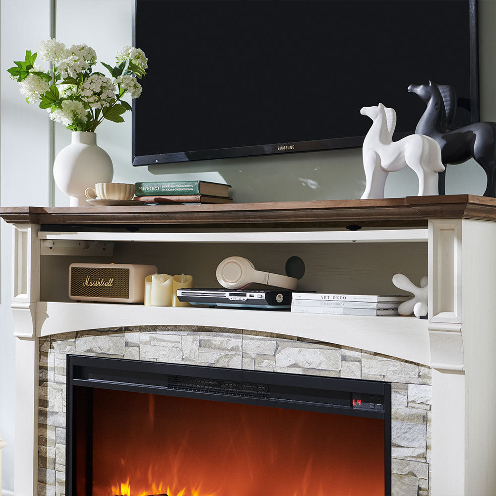 OKD 52" Farmhouse Electric Fireplace TV Stand with Mantel