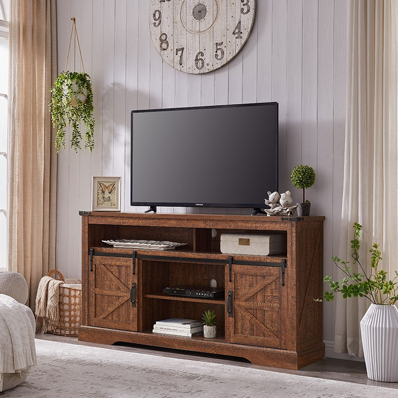 OKD Farmhouse Fireplace TV Stand, Farmhouse Entertainment Center with 23 Inch Electric Fireplace