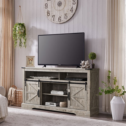 OKD Farmhouse Fireplace TV Stand, Farmhouse Entertainment Center with 23 Inch Electric Fireplace