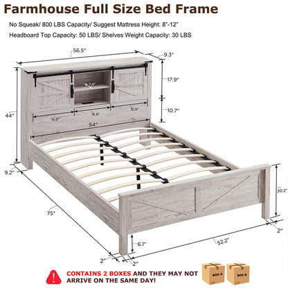 OKD Industrial Farmhouse Full/King/Queen Size Bed Frame