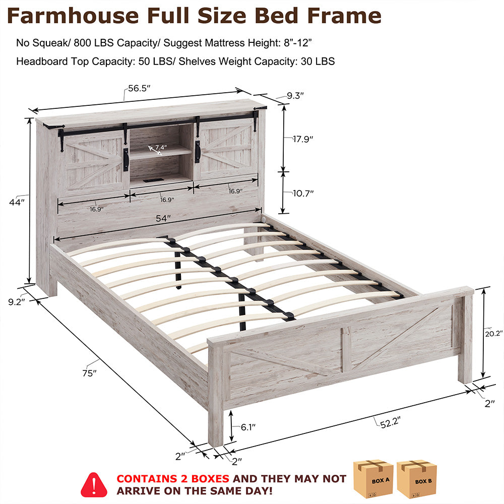 OKD Industrial Farmhouse Full/King/Queen Size Bed Frame