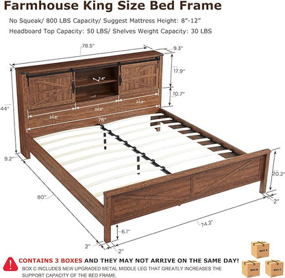 OKD Industrial Farmhouse Full/King/Queen Size Bed Frame