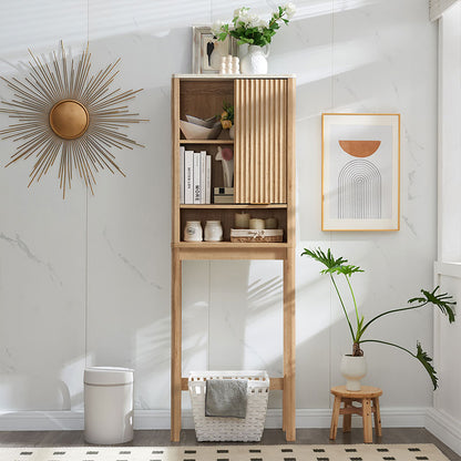 OKD 68 inch Over Toilet Storage Cabinet with Fluted Sliding Door