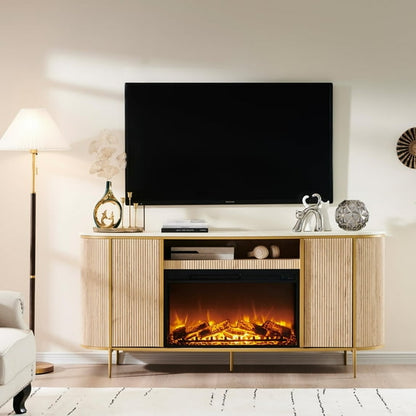OKD Luxury Fireplace TV Stand for TVs Up to 80 inches, 70" Modern Fluted Entertainment Center with Electric Fireplace, Media Console TV Stand for Living Room