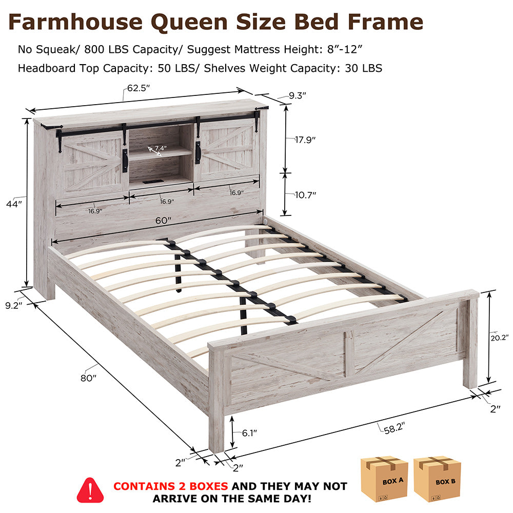 OKD Industrial Farmhouse Full/King/Queen Size Bed Frame