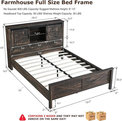 OKD Industrial Farmhouse Full/King/Queen Size Bed Frame