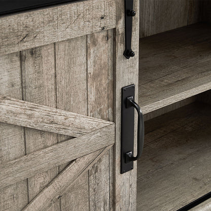 OKD Farmhouse TV Stand for 75 Inch TV with Sliding Barn Door