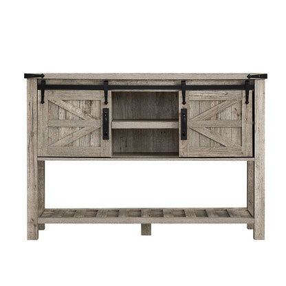 OKD Farmhouse Sliding Barn Door Entryway Table