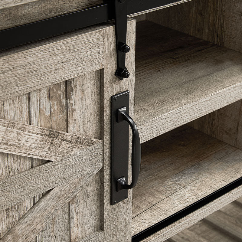 OKD Farmhouse Sliding Barn Door Entryway Table