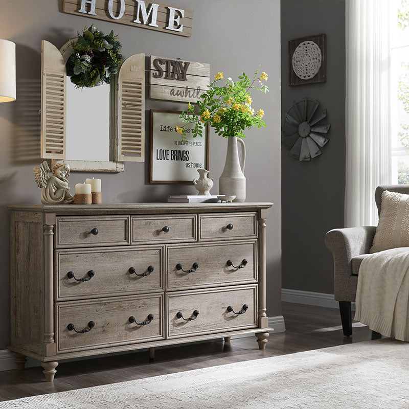 OKD Farmhouse 7 Drawers Dresser for Bedroom, 7 Storage Dressers Drawers