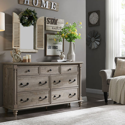 OKD Farmhouse 7 Drawers Dresser for Bedroom, 7 Storage Dressers Drawers