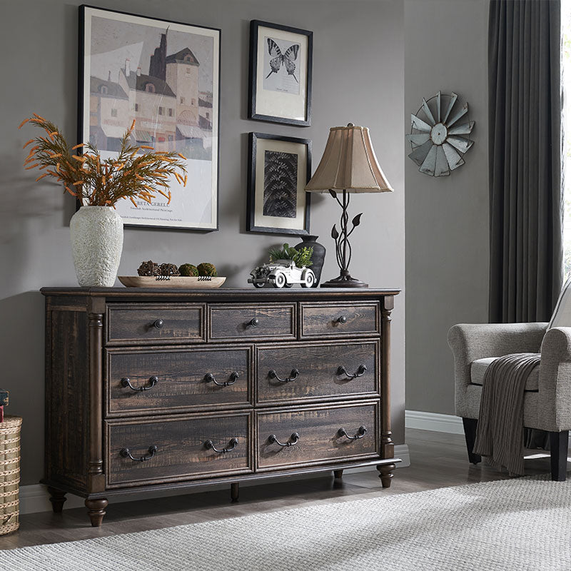 OKD Farmhouse 7 Drawers Dresser for Bedroom, 7 Storage Dressers Drawers