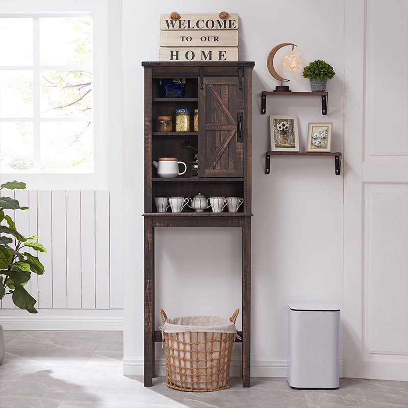OKD Over The Toilet Farmhouse Storage Cabinet Over Toilet with Sliding Barn Door