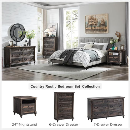 OKD Farmhouse 7 Drawers Dresser for Bedroom, 7 Storage Dressers Drawers