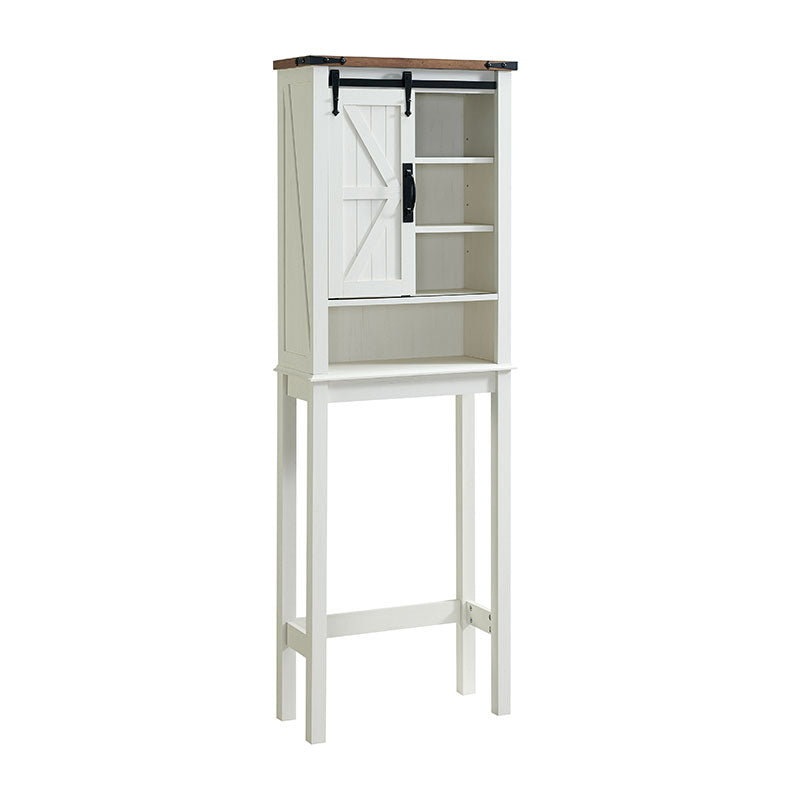OKD Over The Toilet Farmhouse Storage Cabinet Over Toilet with Sliding Barn Door