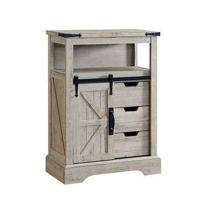 OKD Bathroom Floor Cabinet, Farmhouse Storage Cabinet with Sliding Barn Door