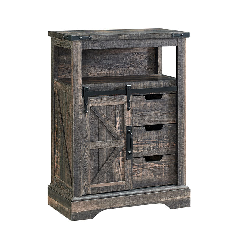OKD Bathroom Floor Cabinet, Farmhouse Storage Cabinet with Sliding Barn Door